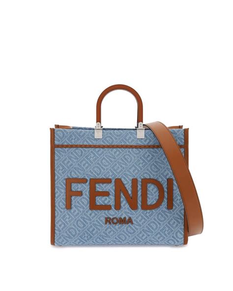 fendi logo shopper tote|fendi denim tote.